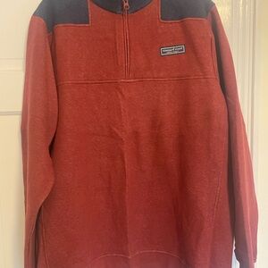 Vineyard Vines Men's Red and Gray Zip Up  ( sweater / sweatshirt/ fleece )